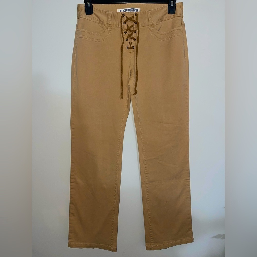 Vintage Y2K Express Khaki Boot Cut Pants Size 7/8